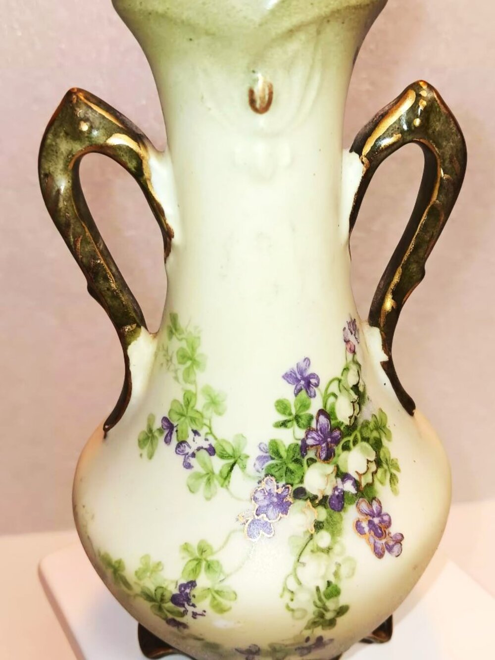 Antique Royal Teplitz Austria pre 1918 Art Nouveau footed, double handled vase.